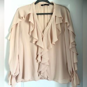 Zara Blush Ruffle Blouse